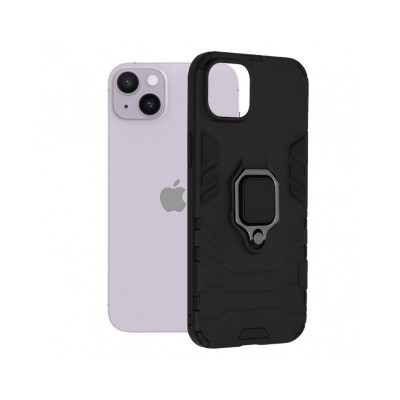 Husa iPhone 14, Shield cu Inel Metalic, Negru